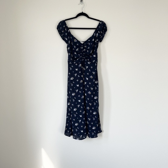 S Navy Floral Off-The-Shoulder Dress - Picture 2 of 4
